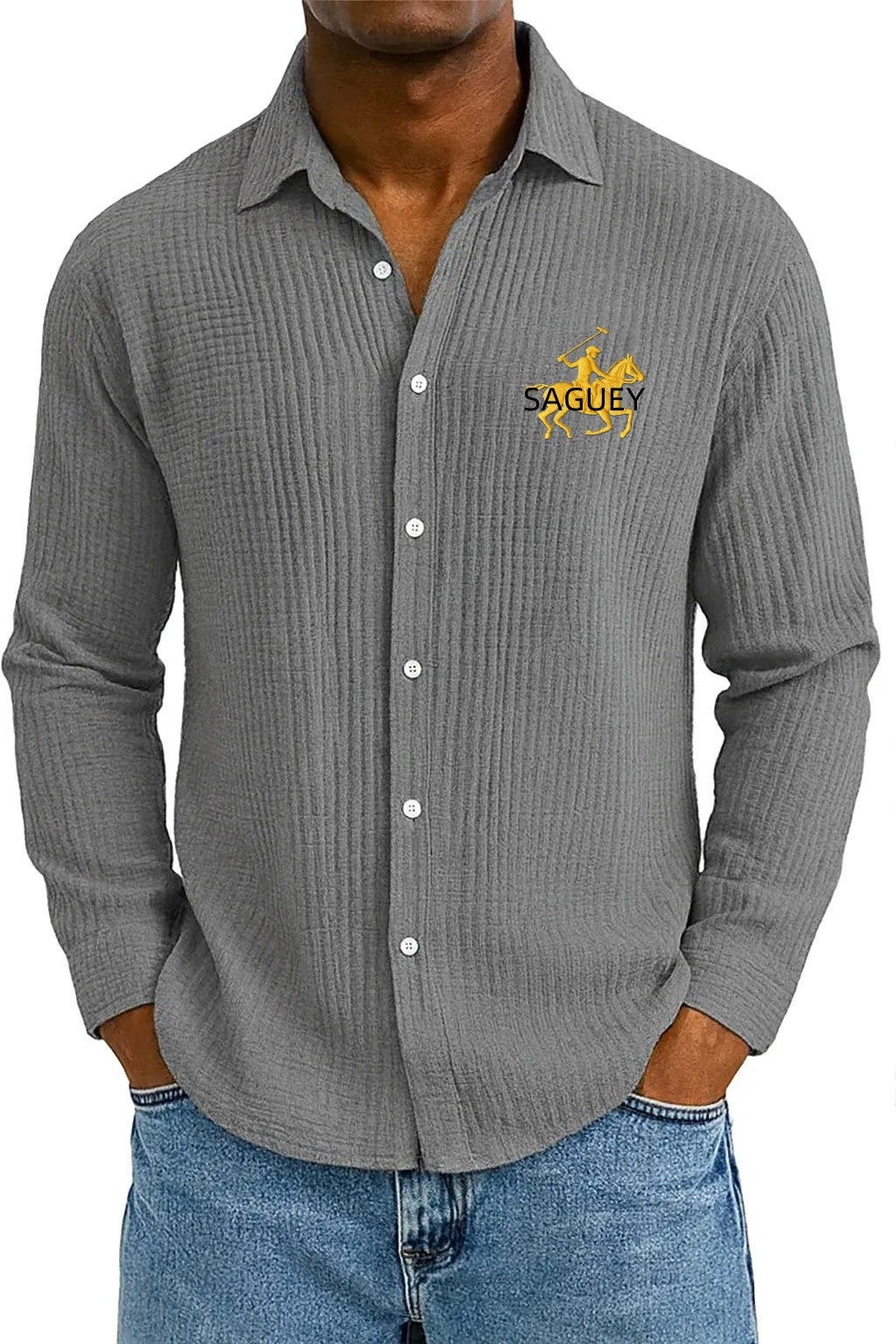 🔥 Men's Textured Cotton Shirt 😎 Loose & Cool!