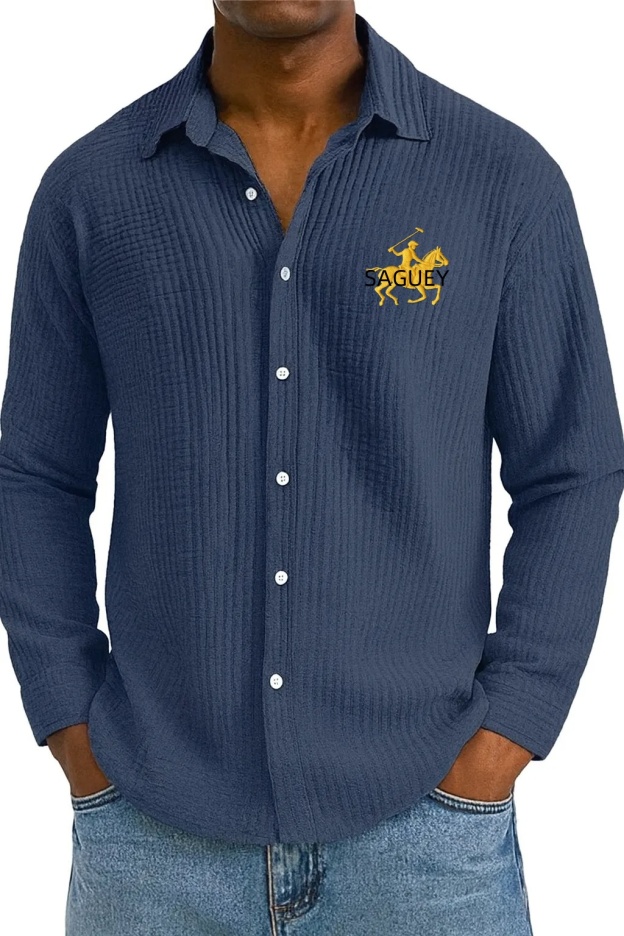 🔥 Men's Textured Cotton Shirt 😎 Loose & Cool!