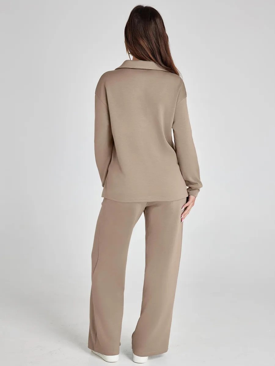 Set da 2 pezzi da donna, completi casual con tute a maniche lunghe (🔥Come nel video)