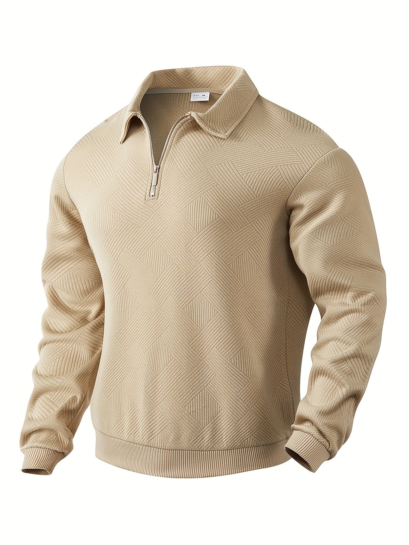 Franco™ - Maglione Zip-Up Geometrico in Misto Lana