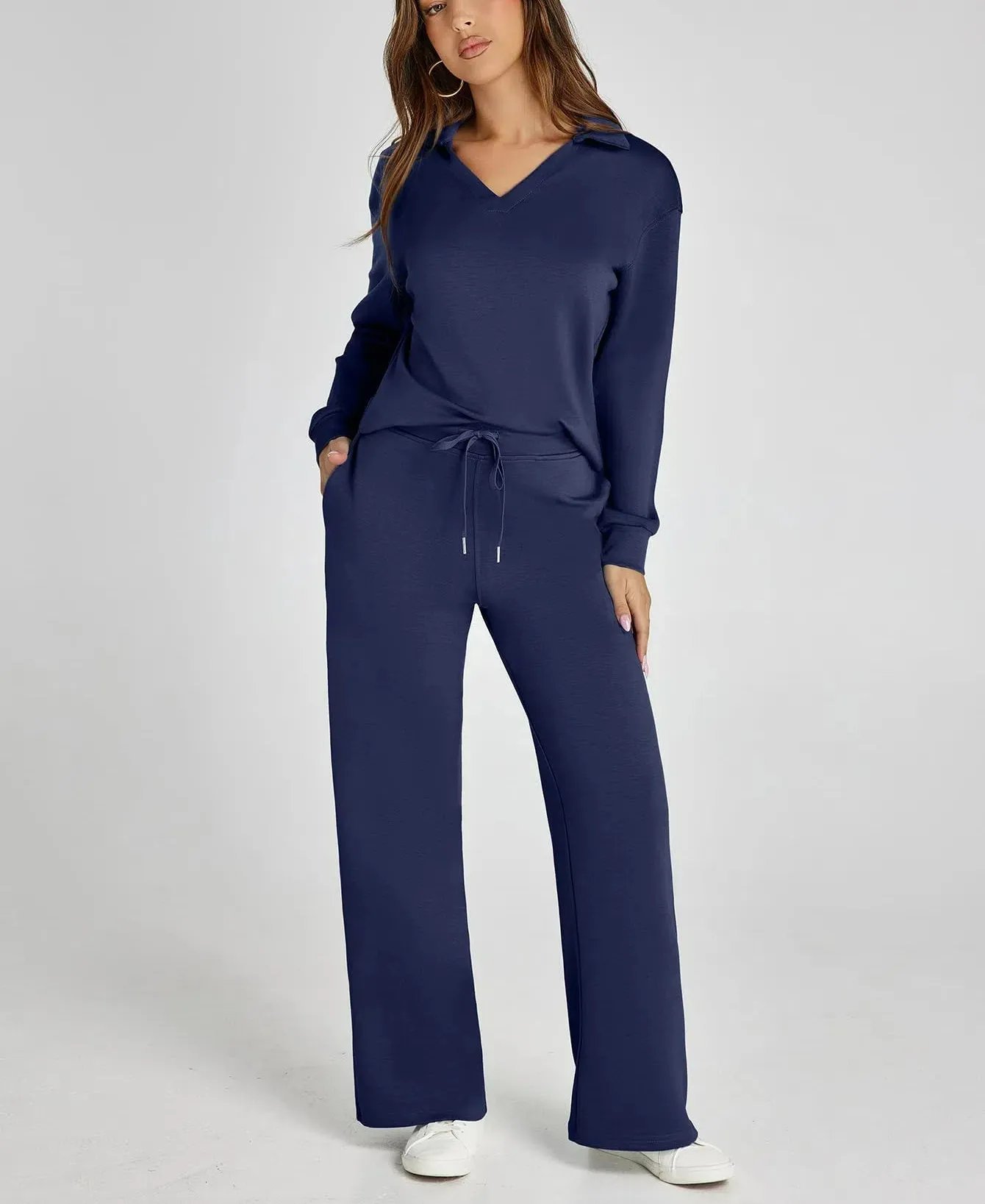Set da 2 pezzi da donna, completi casual con tute a maniche lunghe (🔥Come nel video)