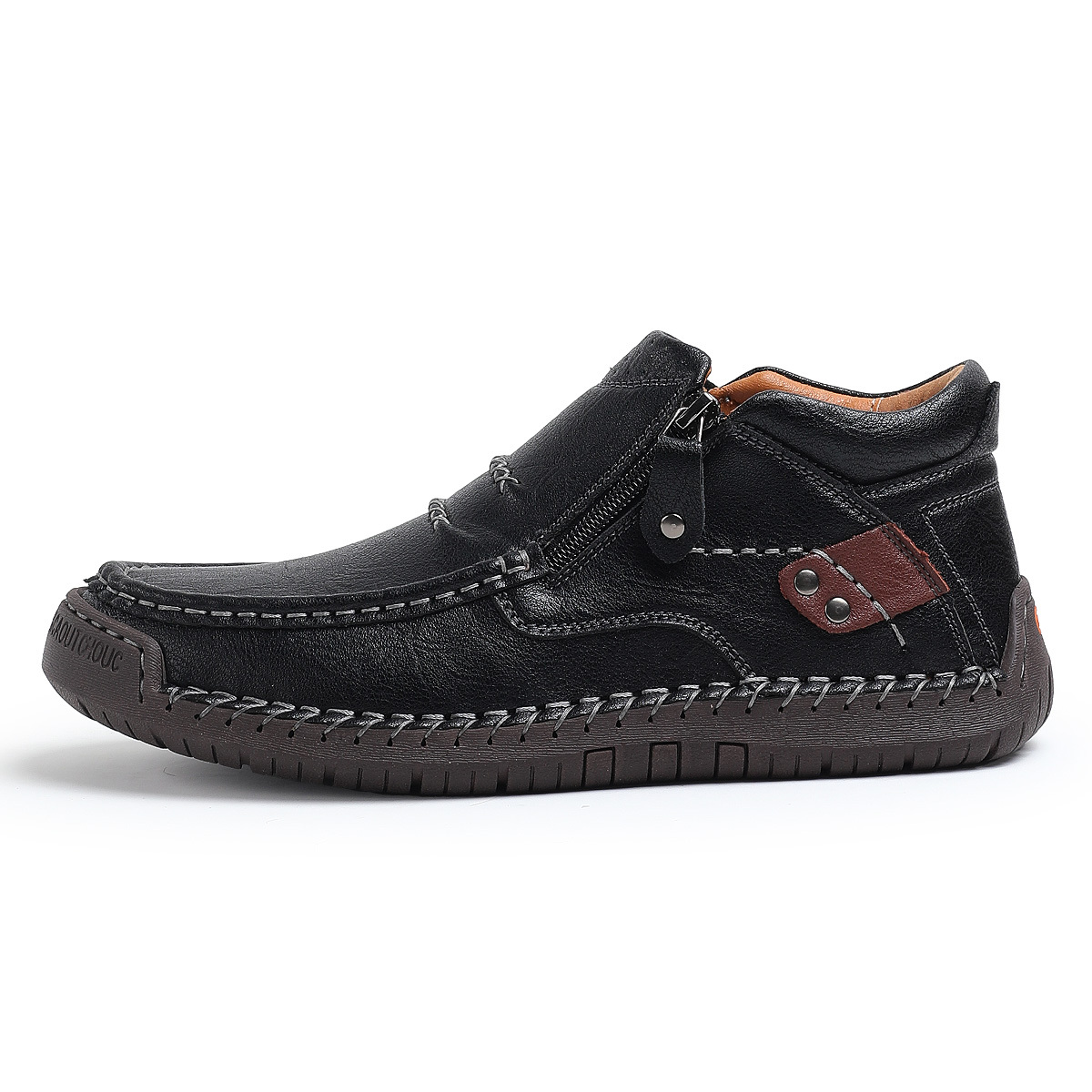 ⏰Limited Time Sale 70% OFF-Men’s Handmade Premium Leather Slip-On Driving Boots – Wide Toe, Arch Support, Waterproof, Pressure Relief, Non-Slip Sole for Casual, Travel & Outdoor
