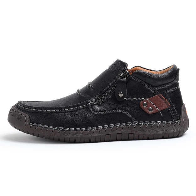 ⏰Limited Time Sale 70% OFF-Men’s Handmade Premium Leather Slip-On Driving Boots – Wide Toe, Arch Support, Waterproof, Pressure Relief, Non-Slip Sole for Casual, Travel & Outdoor