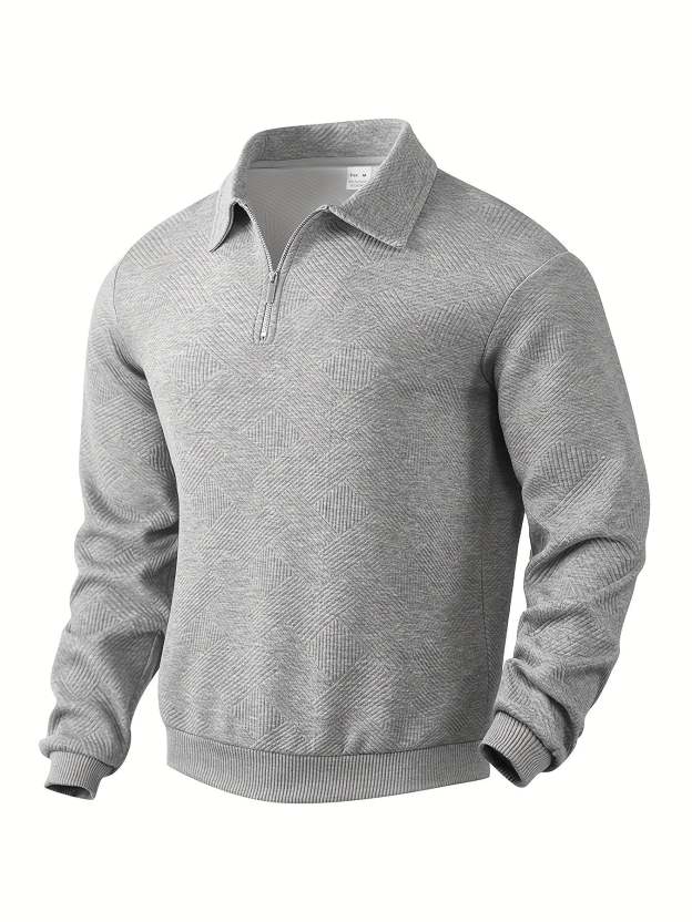 Franco™ - Maglione Zip-Up Geometrico in Misto Lana
