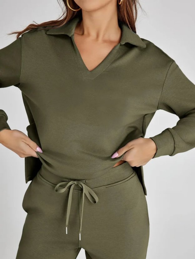 Set da 2 pezzi da donna, completi casual con tute a maniche lunghe (🔥Come nel video)