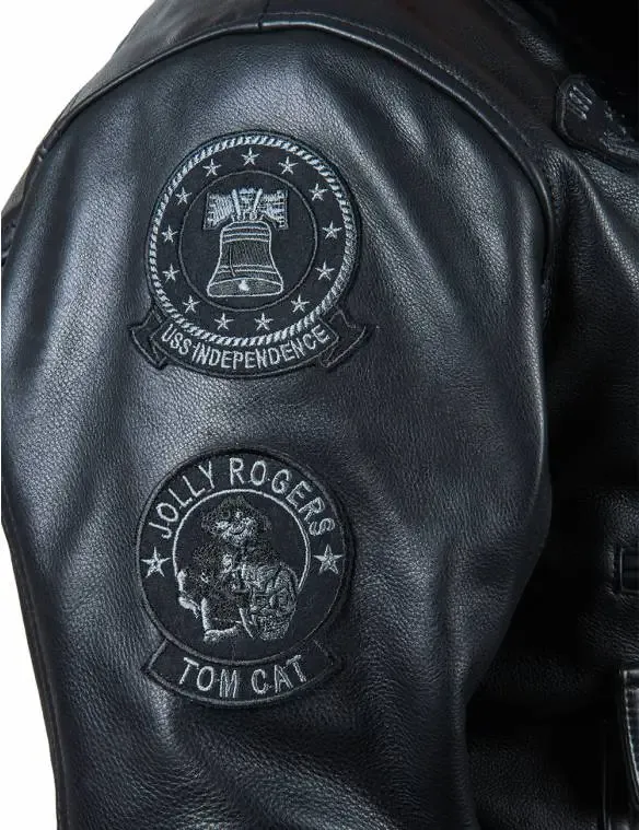 NUOVO ARRIVO – GIACCA IN PELLE DA VOLO TOP GUN JOLLY ROGERS NERA