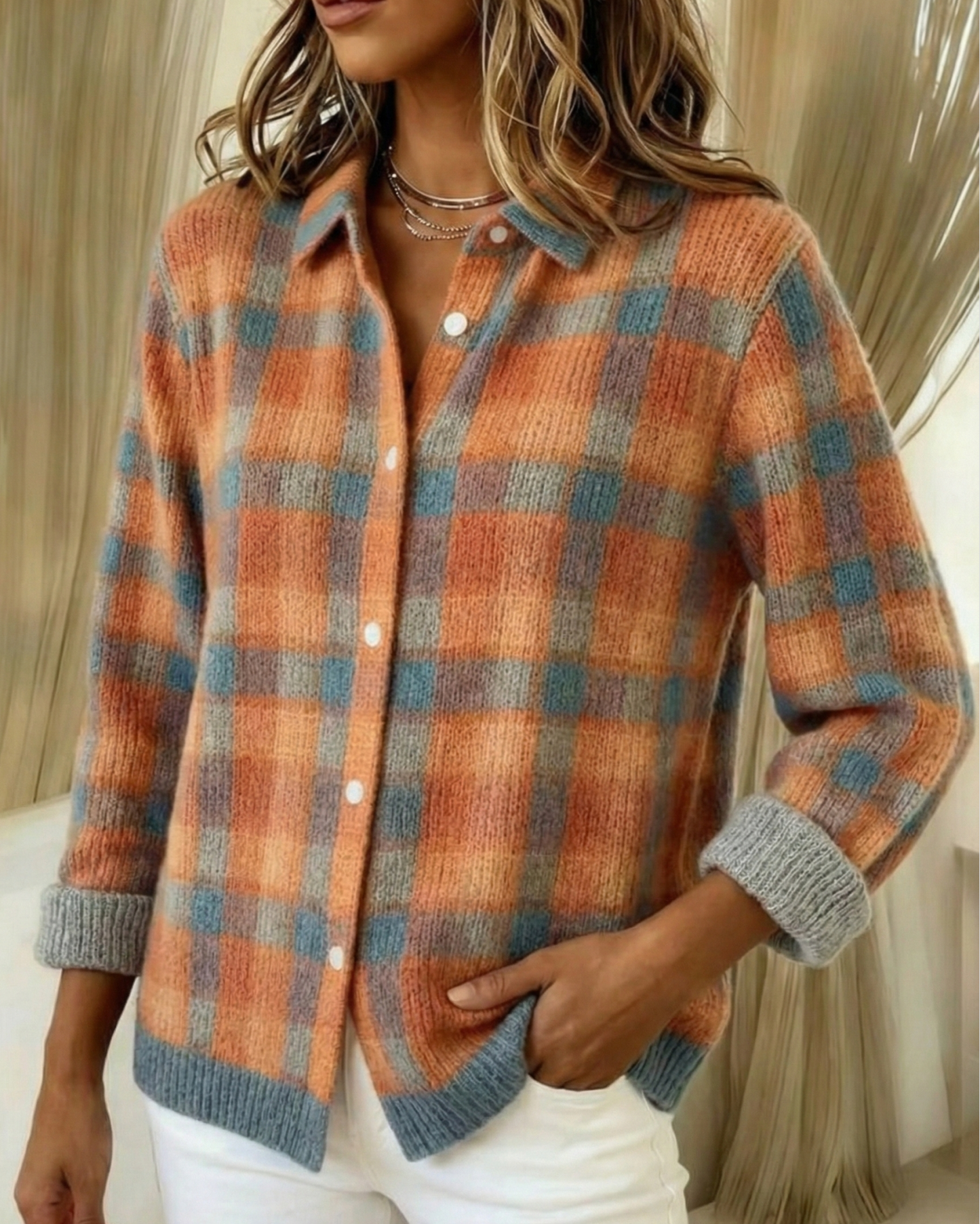 Caral™ | Colourful Soft Button-Up Shirt Style Sweater
