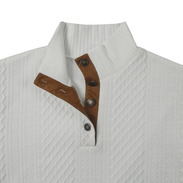 Men's Outdoor Casual Stand Cashmere Button Long Sleeve Sweater