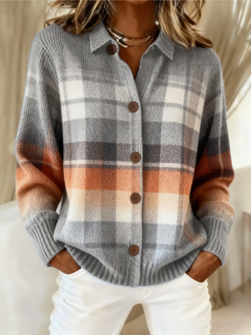 Elena | Checked Knitted Blouse