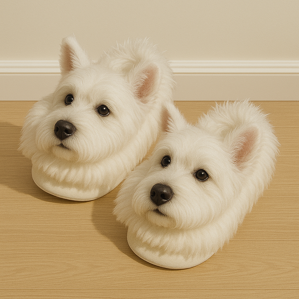 Super Realistic Dog Plush Slippers — Feel Like Walking with Your Dog E
