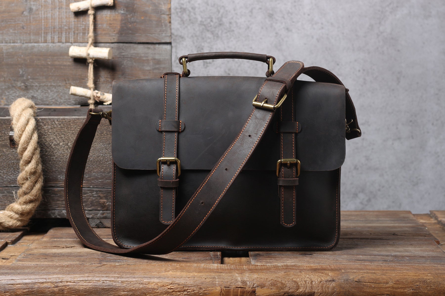 borsa a spalla in pelle khaki