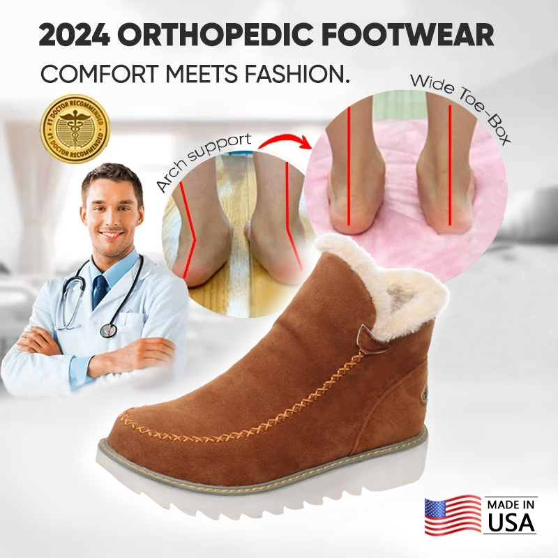 Women's Classic Non-Slip Ankle Snow Boots,Women's Cashmere Waterproof Non-Slip Ankle Snow Boot,Winter Outdoor Warm Fur Lined Slip-on Flat Boots.