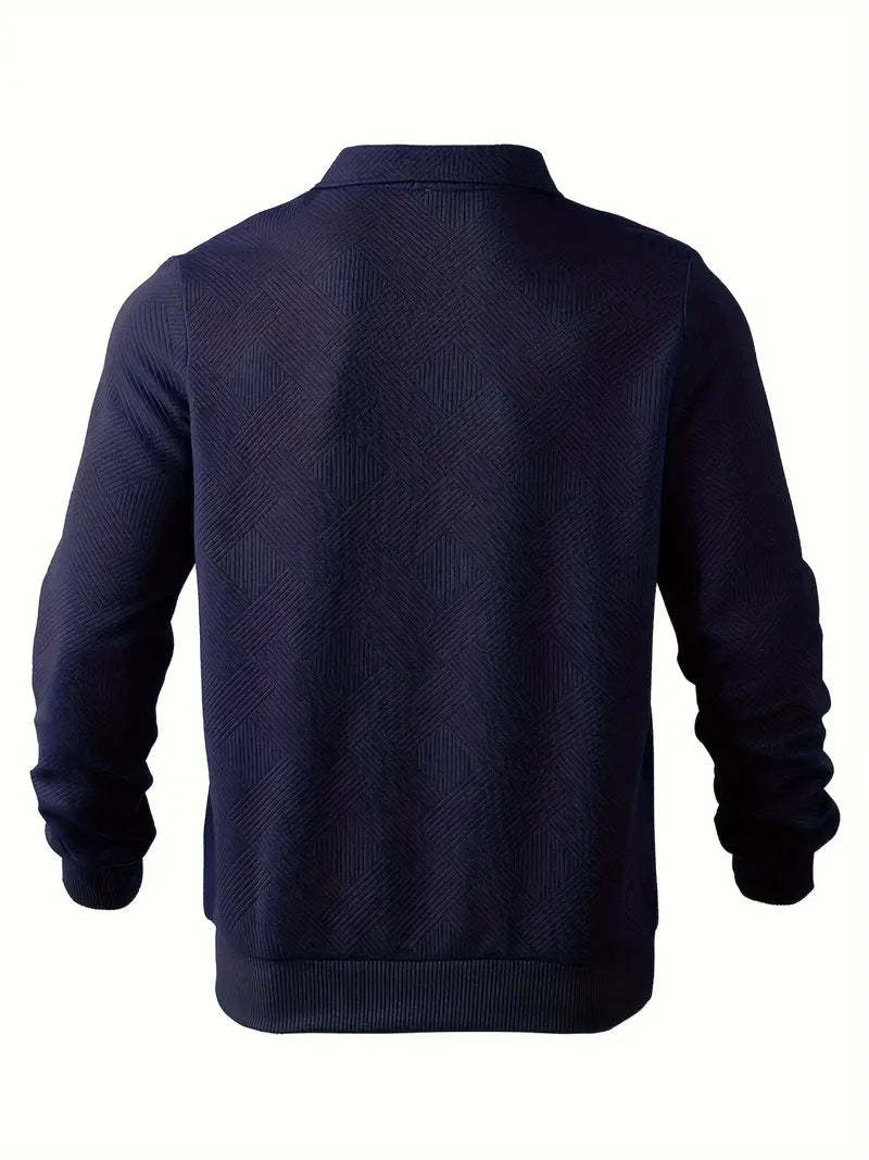Franco™ - Maglione Zip-Up Geometrico in Misto Lana