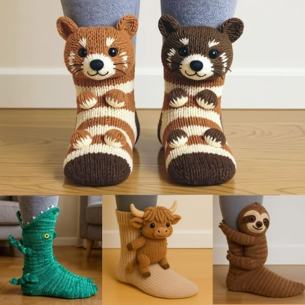 🎁Christmas Hot Sale 49% OFF 🎅– Cosy 3D Knit Animal Socks, Cute & Comfy for You or a Lovely Gift 💝