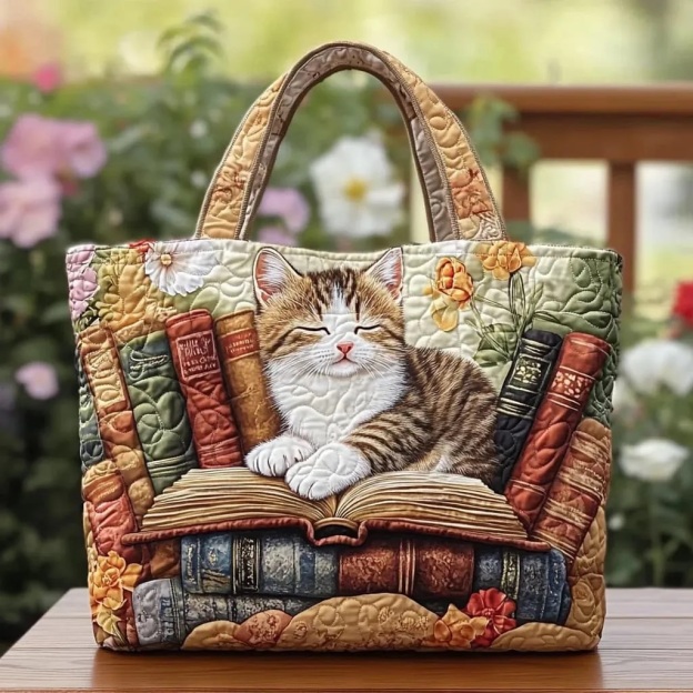 🌼 Quilted Cat Tote Collection — Cute, Cozy & Perfect for Cat Lovers