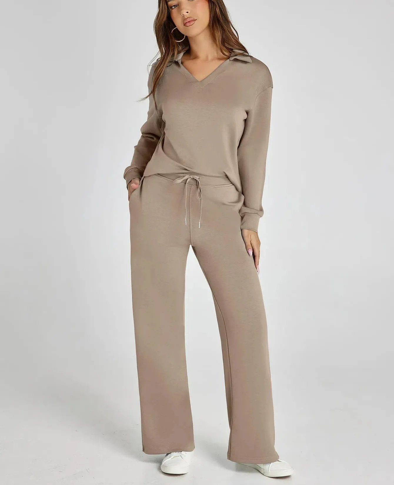 Set da 2 pezzi da donna, completi casual con tute a maniche lunghe (🔥Come nel video)
