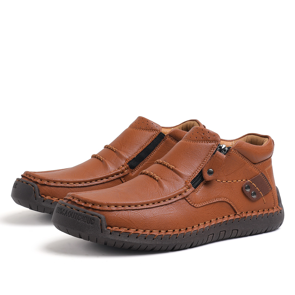 ⏰Limited Time Sale 70% OFF-Men’s Handmade Premium Leather Slip-On Driving Boots – Wide Toe, Arch Support, Waterproof, Pressure Relief, Non-Slip Sole for Casual, Travel & Outdoor