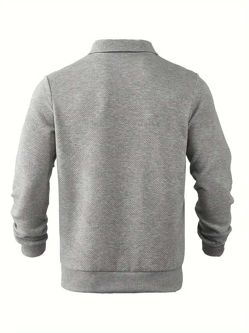 Franco™ - Maglione Zip-Up Geometrico in Misto Lana