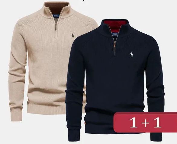 Pull col zippé R&amp;L 1+1 (DÉSTOCKAGE)