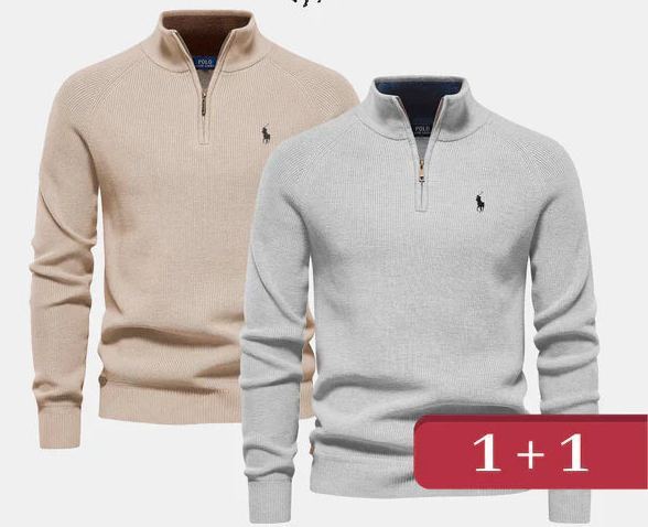 Pull col zippé R&amp;L 1+1 (DÉSTOCKAGE)