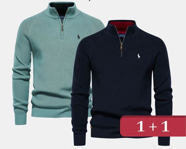 Pull col zippé R&amp;L 1+1 (DÉSTOCKAGE)