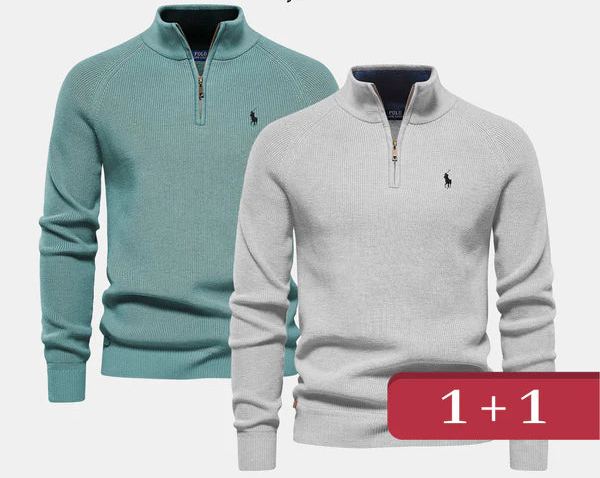 Pull col zippé R&amp;L 1+1 (DÉSTOCKAGE)