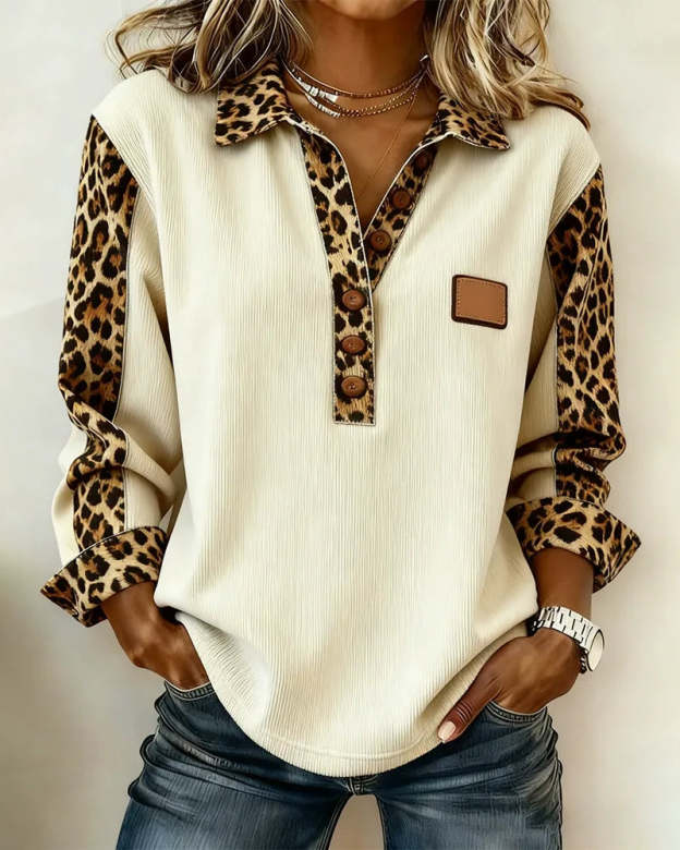 Zaria | Knitted Collar Long-Sleeve Shirt