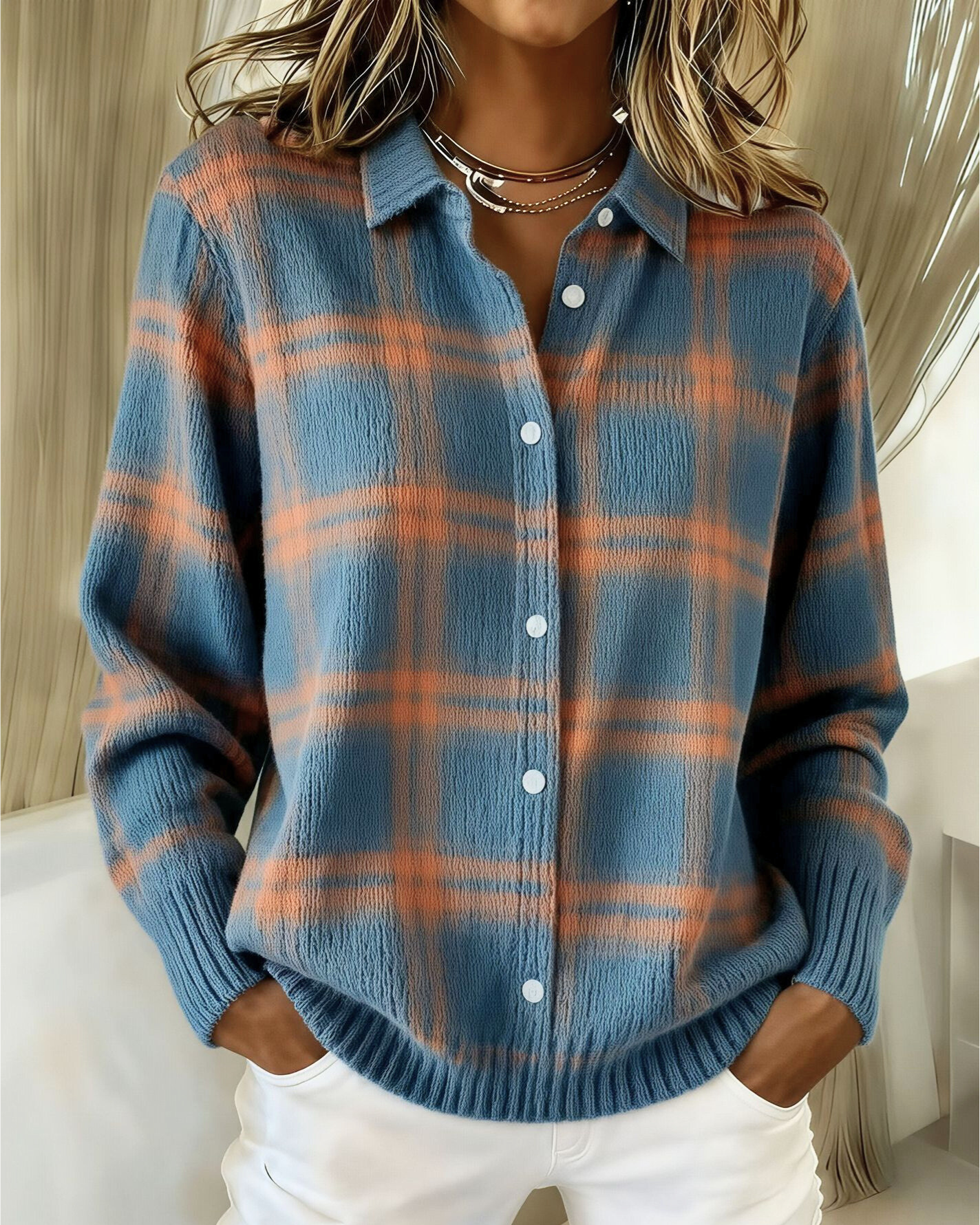 Caral™ | Colourful Soft Button-Up Shirt Style Sweater