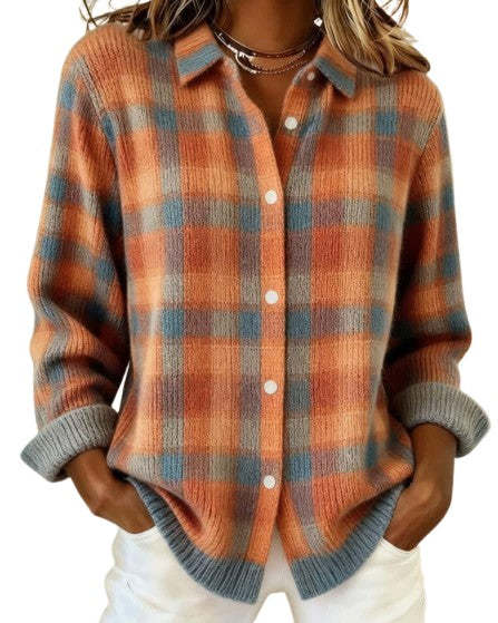 Caral™ | Colourful Soft Button-Up Shirt Style Sweater