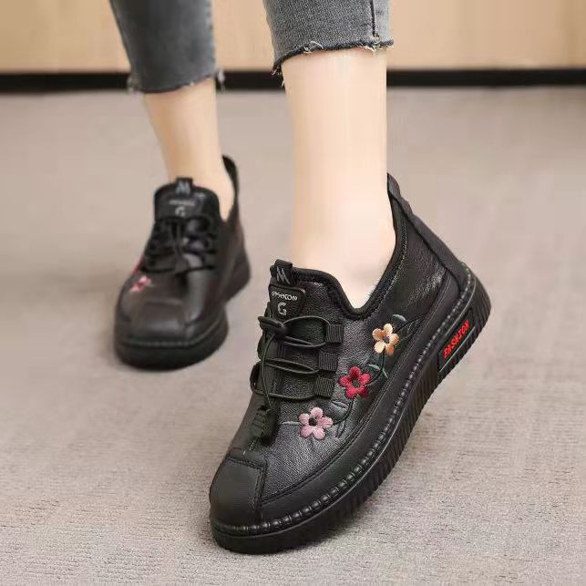 Chaussures de neige en coton brodé, épaisses et doublées, pour femmes, à la mode