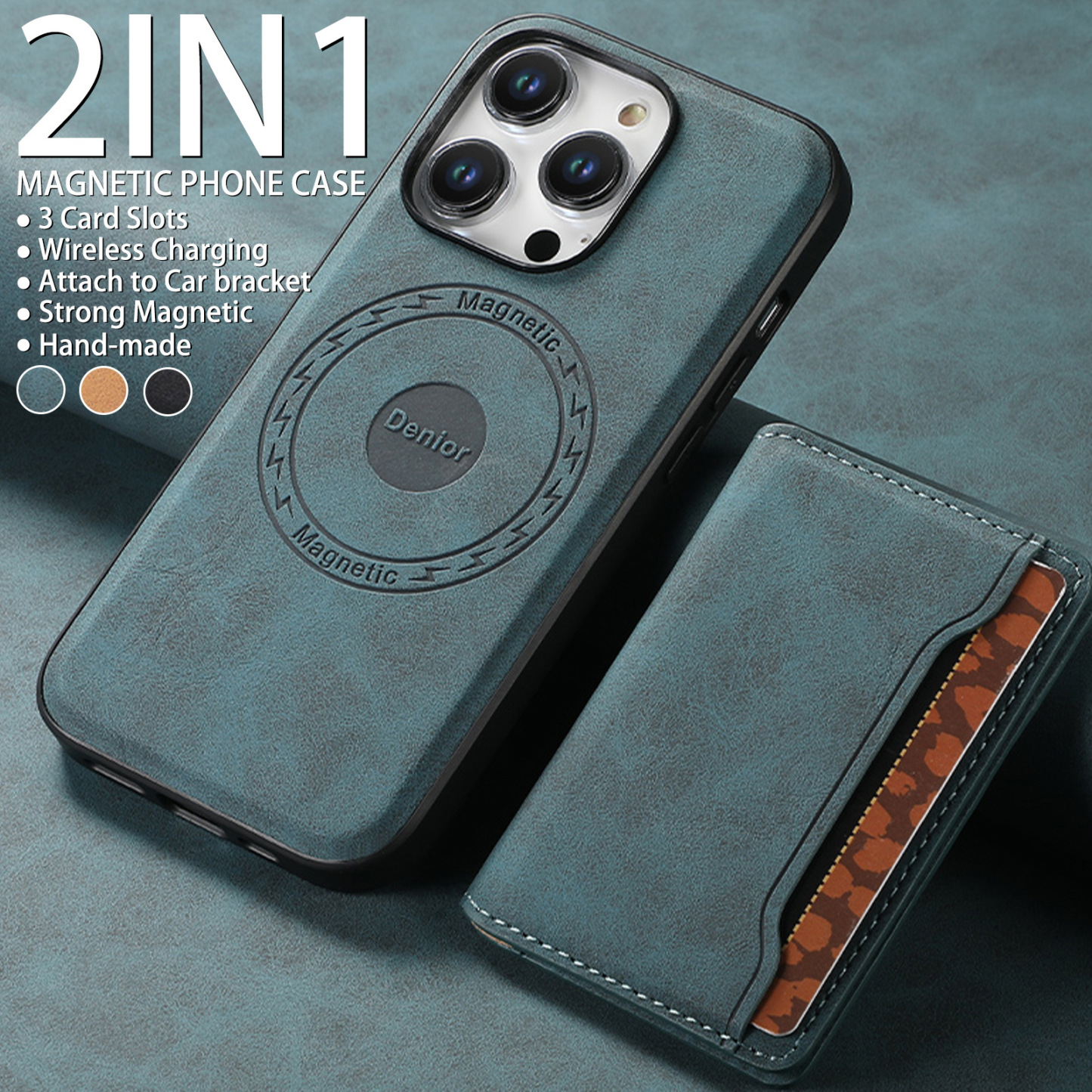 Luxury Leather Business Magsafe Card Wallet Mobile Phone Case for Apple iPhone