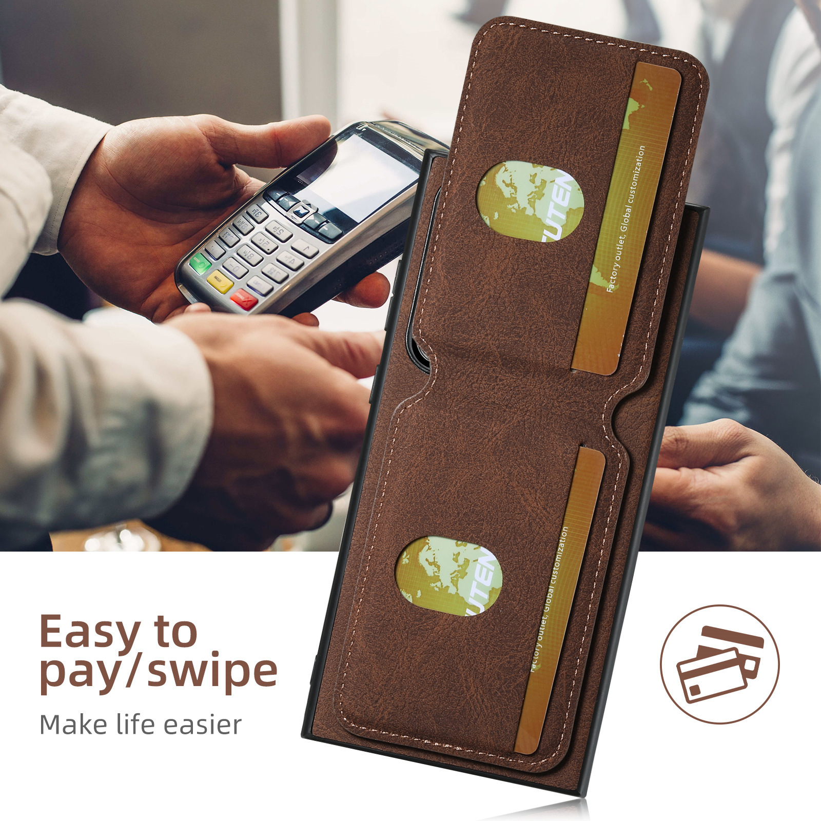 Leather Card Wallet Mobile Phone Case for Samsung Galaxy S