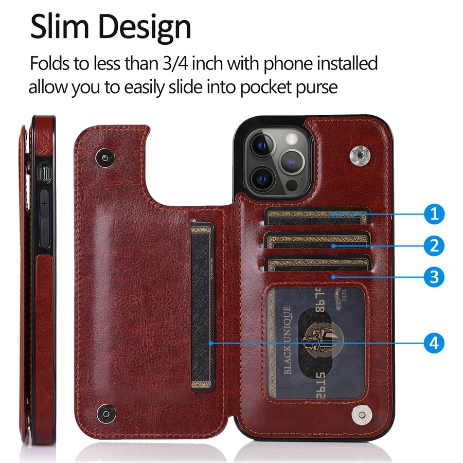Leather Card Wallet Mobile Phone Case for iPhone