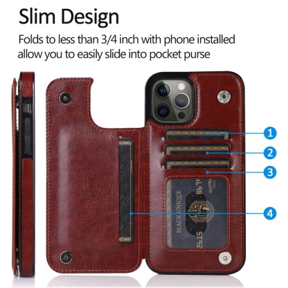 Leather Card Wallet Mobile Phone Case for iPhone
