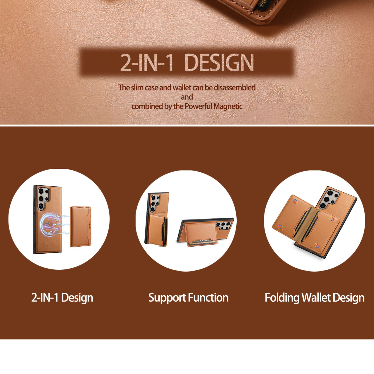 Leather Card Wallet Magsafe Mobile Phone Case for Samsung Galaxy S