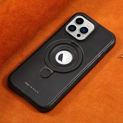 Leather Business Magsafe Bracket Mobile Phone Case for iPhone