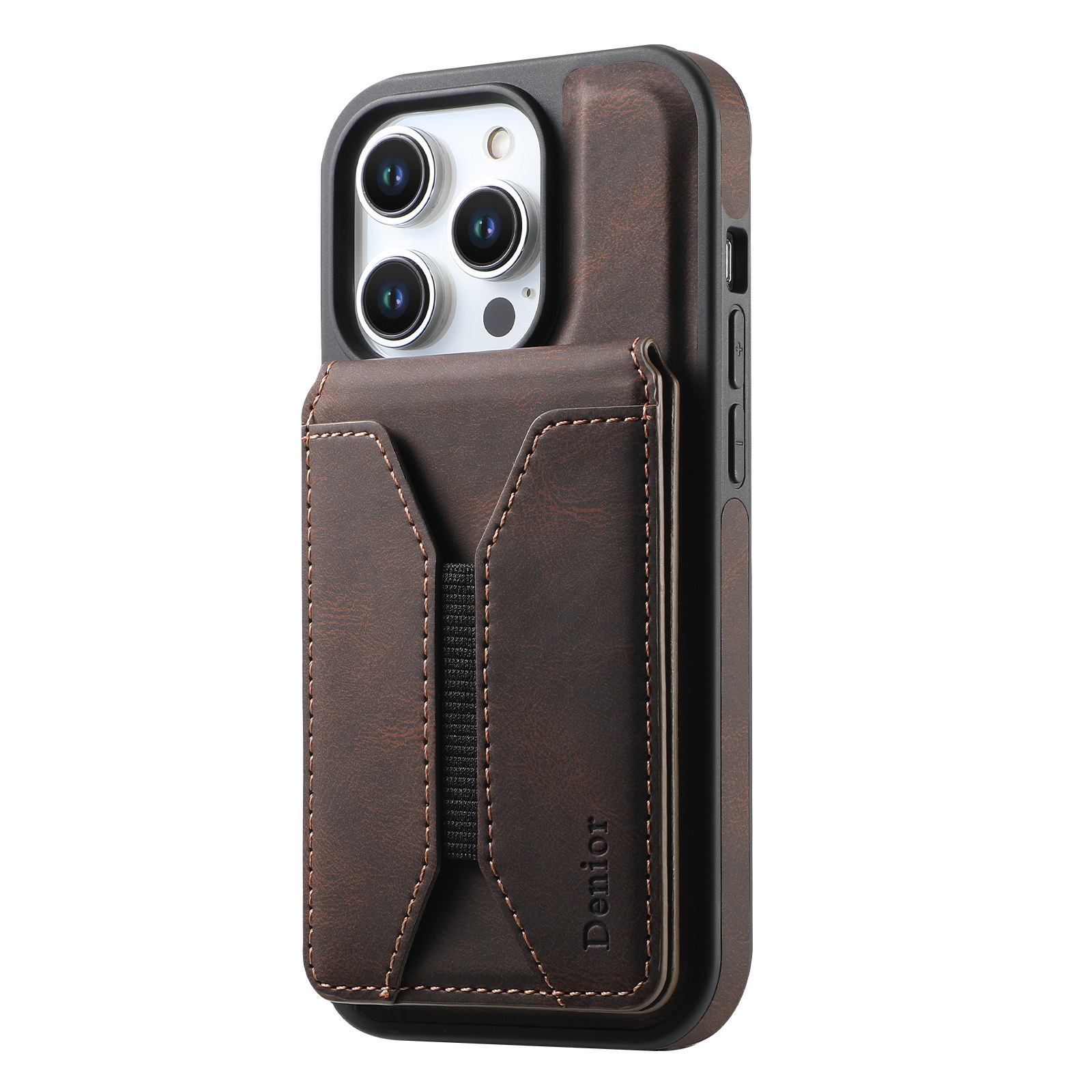 Luxury Leather Business Magsafe Card Wallet Mobile Phone Case for Apple iPhone