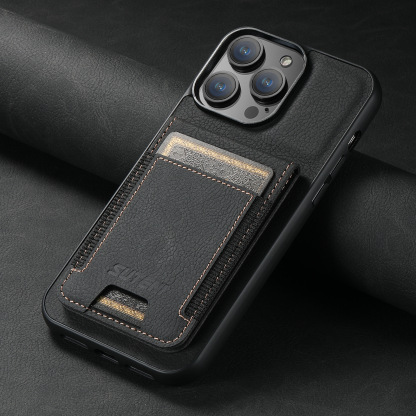 Luxury Leather Business Card Wallet Mobile Phone Case for Apple iPhone