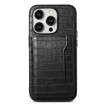 Luxury Leather Business Card Wallet Mobile Phone Case for Apple iPhone