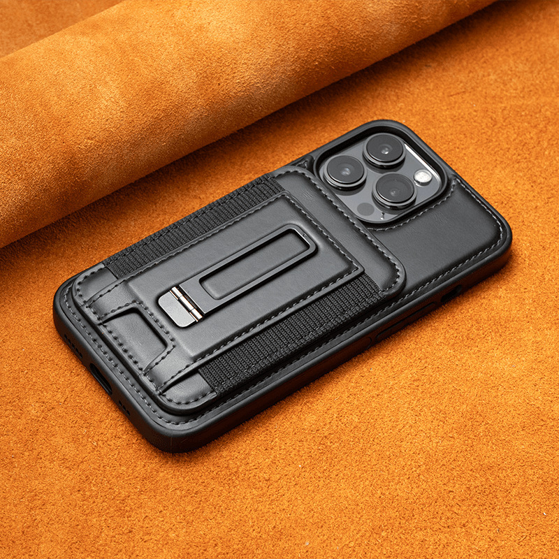 Luxury Leather Business Magsafe Bracket Mobile Phone Case for iPhone