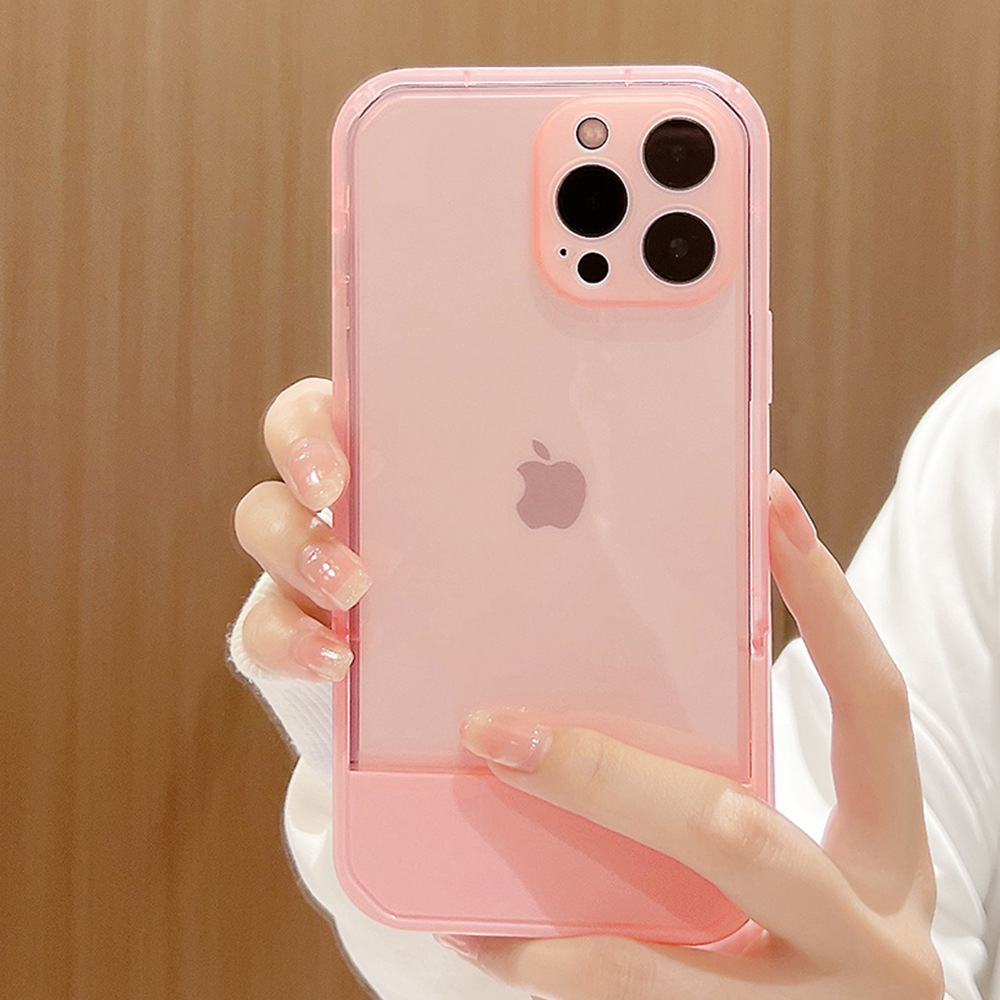 Transparent Silicon Bracket Mobile Phone Case for Apple iPhone
