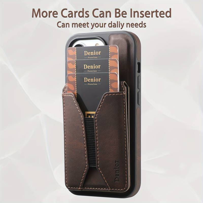 Luxury Leather Business Magsafe Card Wallet Mobile Phone Case for Apple iPhone