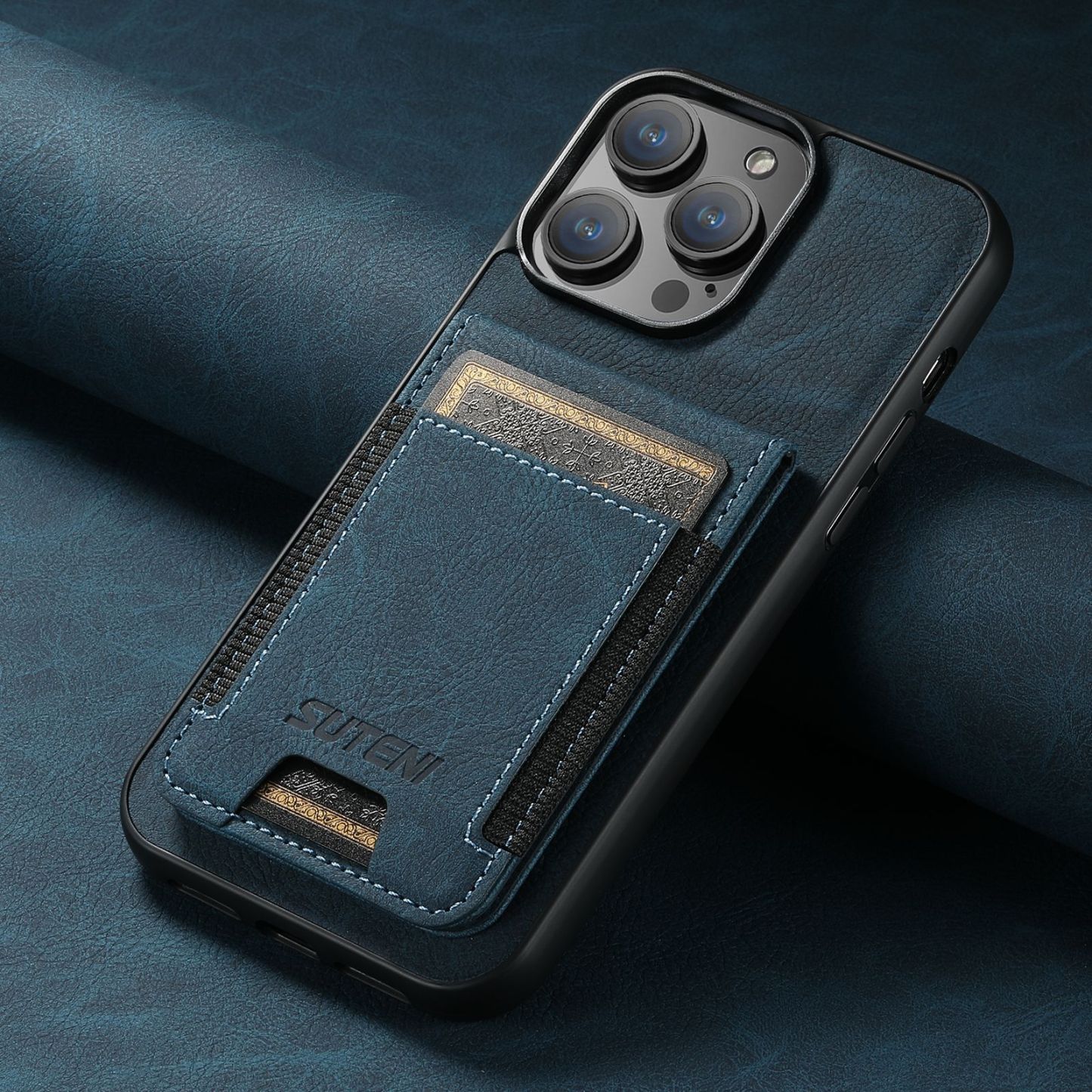 Luxury Leather Business Card Wallet Mobile Phone Case for Apple iPhone