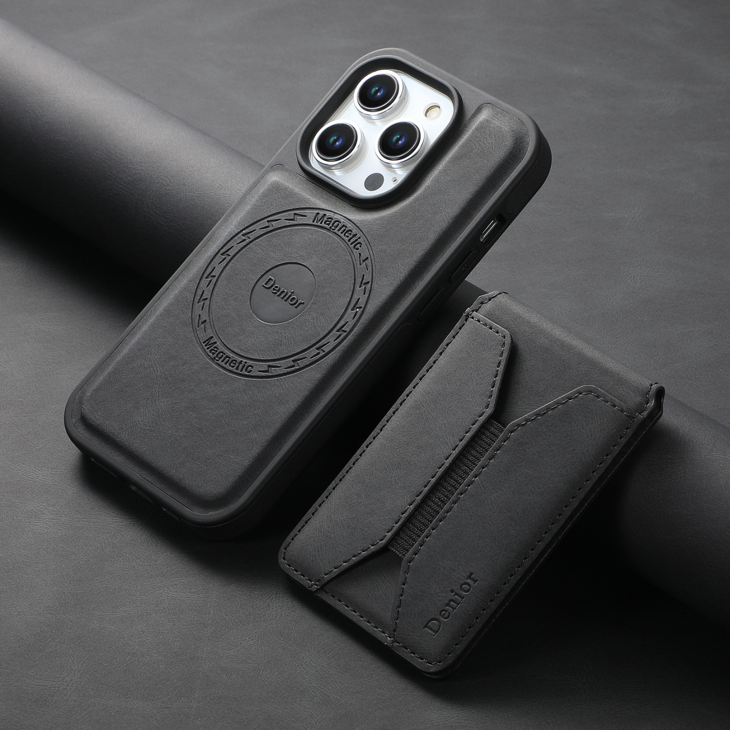 Luxury Leather Business Magsafe Card Wallet Mobile Phone Case for Apple iPhone