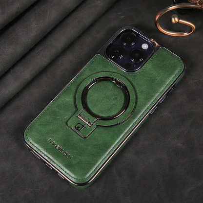 Leather Business Magsafe Bracket Mobile Phone Case for iPhone