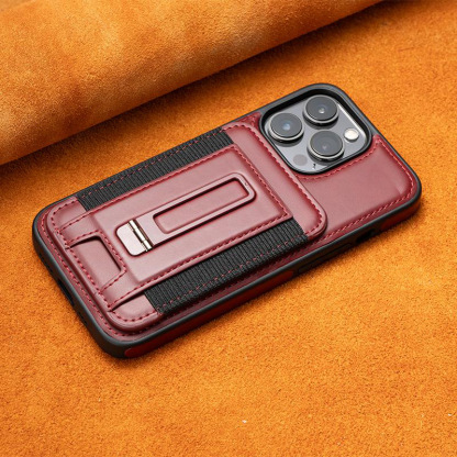 Luxury Leather Business Magsafe Bracket Mobile Phone Case for iPhone