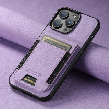 Luxury Leather Business Card Wallet Mobile Phone Case for Apple iPhone