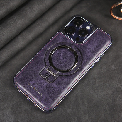 Leather Business Magsafe Bracket Mobile Phone Case for iPhone
