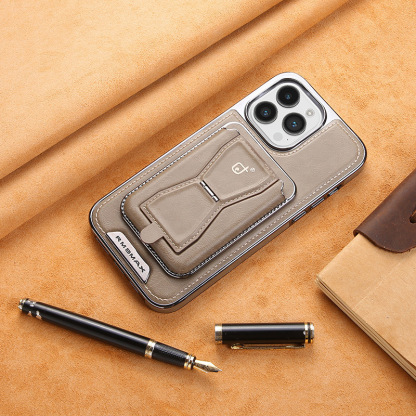 Leather Business Magsafe Bracket Mobile Phone Case for iPhone