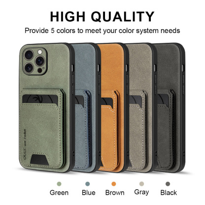Leather Business Card Wallet Mobile Phone Case for iPhone